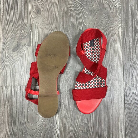 Lands’ End Red Strappy Stretch Flat Sandals Comfortable Summer Vacation Size 7B - Picture 4 of 5